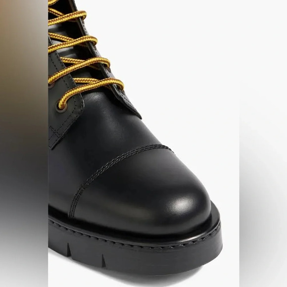 NIB Salvatore Ferragamo Rosco Leather Combat Boots in Black 7.5 - Picture 2 of 14